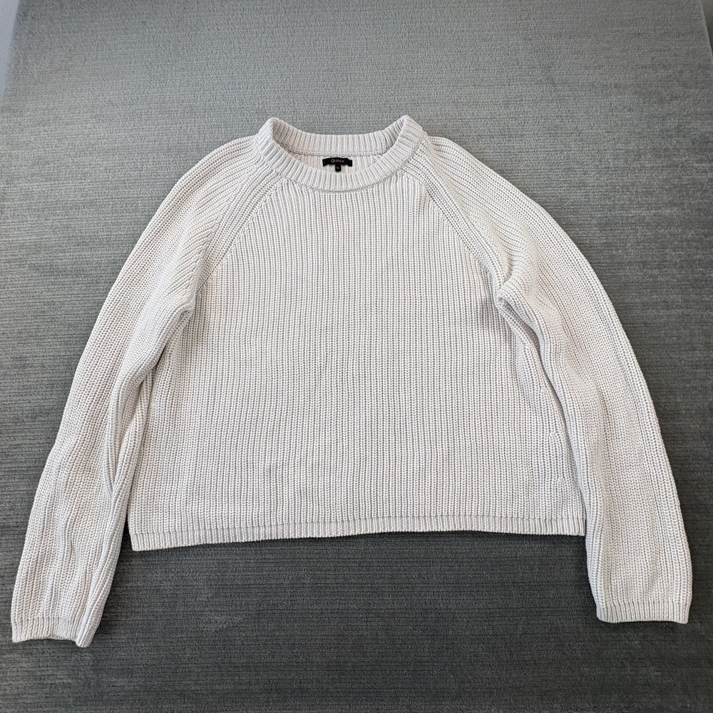 Quince Sweater Women XL Ivory Organic Cotton Fisherman Crew Elevated Basics Knit
